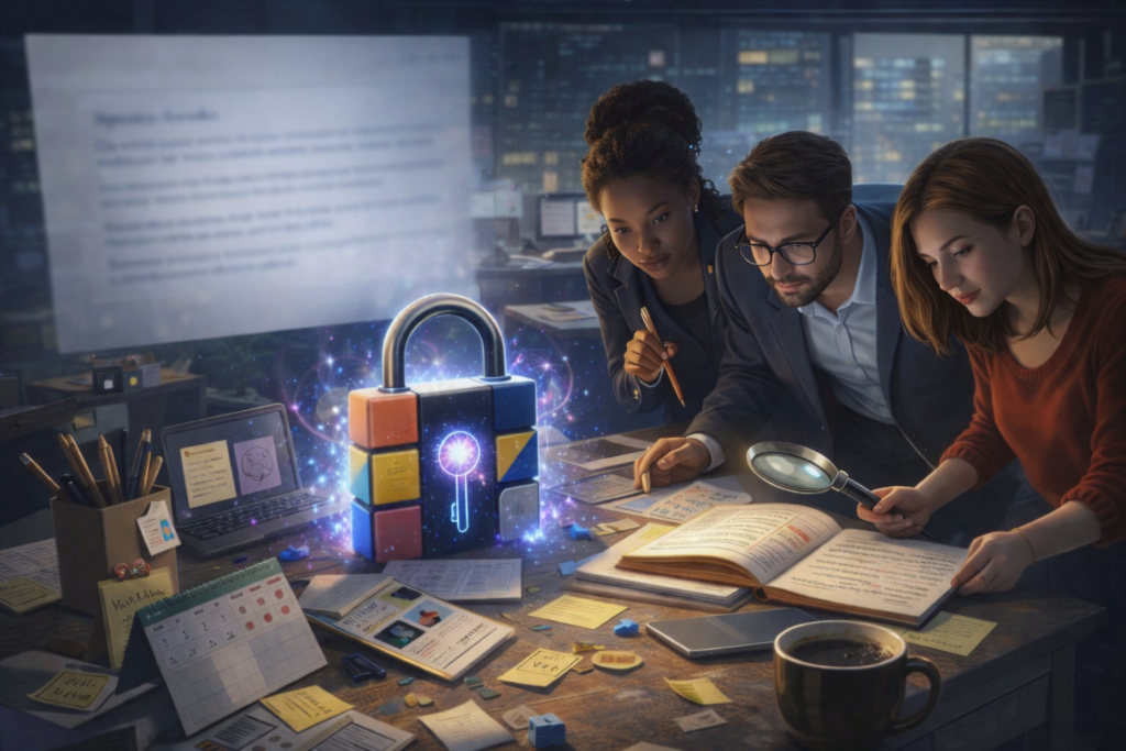 Participantes tentam organizar o evento de lançamento da política de Diversidade e Inclusão