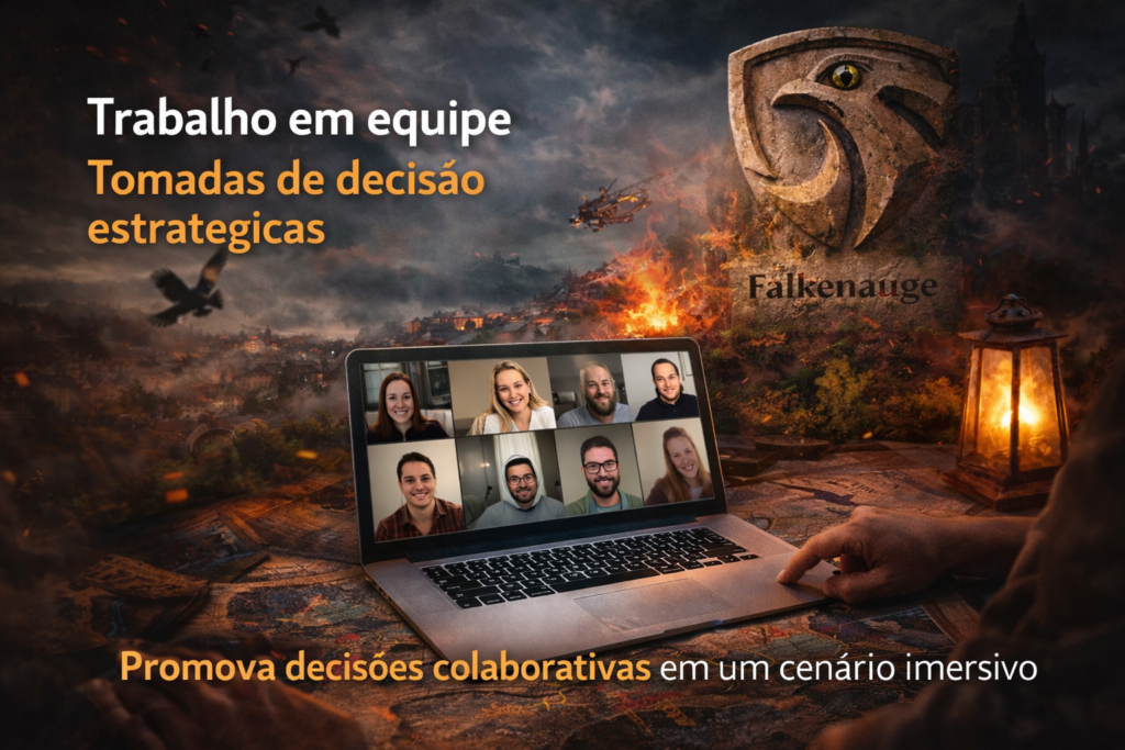 Jogo corporativo Falkenauge Apocalipse focado em tomada de decisão e inteligência emocional